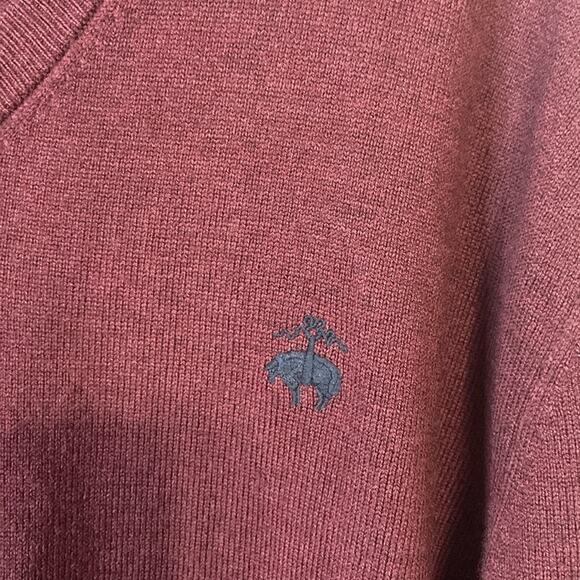Brooks Brothers Men 346 Burgundy Merino Wool Blend V- Neck Pullover Sweater XL - Picture 3 of 6